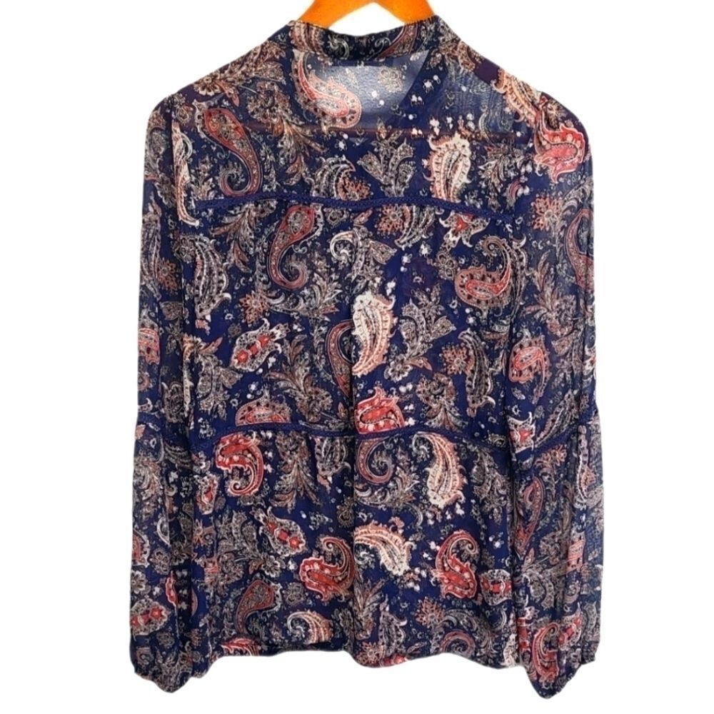Octavia Button Down Sheer Blouse Size Small‎ - Picture 2 of 12